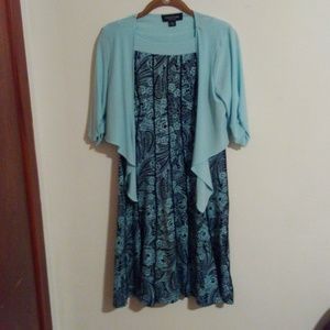 Perceptions S 2 Piece Dress Paisley Blue Stretch